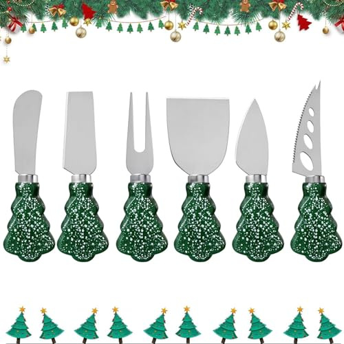 YUANQIAN Charcuterie Board Accessories Spreader Knife Set Cheese Butter with Wooden Handles Mini Serving Tongs Spoons Forks Toothpick Flags for Party Wedding Christmas (SDE-11)