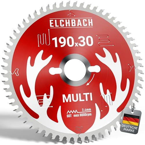 ELCHBACH Multi Sägeblatt 190x30 - Kreissägeblatt 190x30 Holz Metall Alu | Handkreissägeblatt 190x30 & Metallsägeblatt - ELCHBACH 190x30 für Bosch GKS 190 & PKS 66 AF