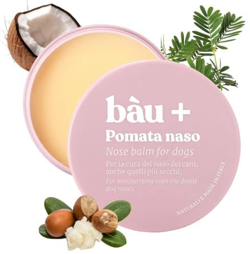 Bau Pomata Naso Cane Naturale – Balsamo per Tartufo Secco e Screpolato con Burro di Karité, Olio di Canapa Bio e Vitamina E – Trattamento Idratante e Protettivo per Uso Quotidiano