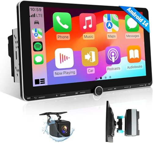 Eonon 4+64GB Android 14 Double Din Car Stereo 10.1 Headunit | IPS large display wireless CarPlay Android Auto built-in DSP audio Bluetooth 5.4 steering wheel control