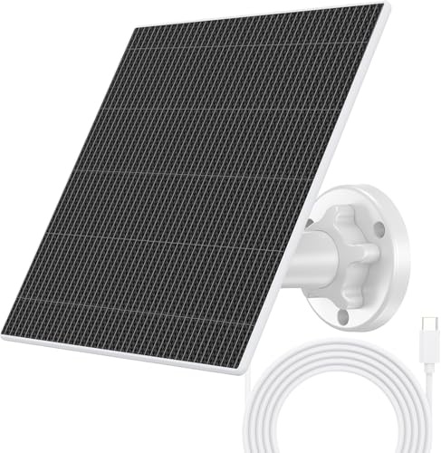8W Solarpanel für Überwachungskamera Aussen Akku, Solarmodul für DC 5V Outdoor Akku Kamera, USB-C und DC 3.5mm Adapter, IP65 Wasserdicht, Solarpanel kompatibel mit Eufy, Eufycam, Reolink, Ring, Arlo