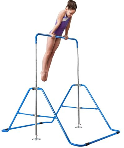 COSTWAY Gymnastikstange Kinder faltbar, Reckstange mit Verstellbarer Höhen von 90-130 cm, Turnstange erweiterbar, horizontale Turnreck für Indoor & Outdoor, Turngeräte für Kinder ab 3 Jahren