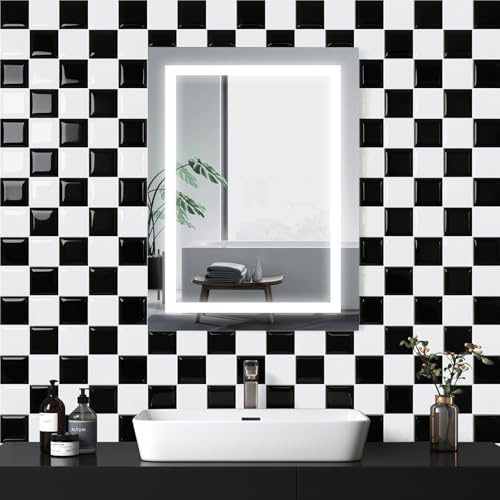 Fantasnight Stick on Wall Tiles Black White Marble 26.5 * 26.5cm 10pcs | Marble Effect Waterproof Sticky Vinyl Splashback 3D Self Adhesive Tile Stickers for Bathroom Kitchen