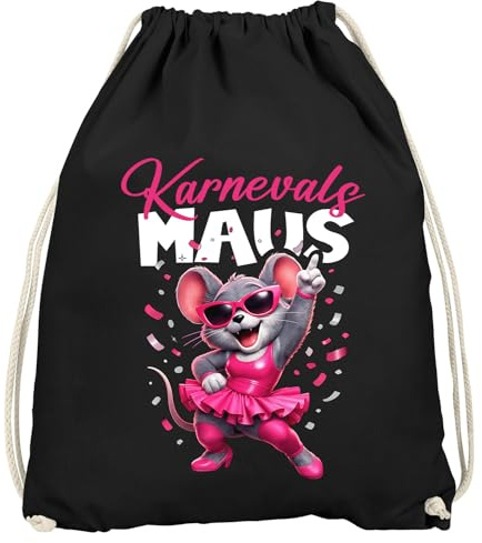 MoonWorks® Turnbeutel Karneval Maus Spruch lustig Faschingsartikel Gadget Karneval Tasche Party Accessoires Gymbag Schwarz-rosa unisize