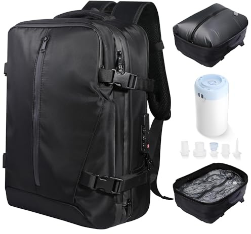 EASY SPEED Vacuum Backpack, 48 x 34 x 20 cm, 60L Travel Backpack, Vacuum Suitcase with Pump, Hand Luggage, Aeroplane for Men and Women, Laptop Backpack, 16 Inch Waterproof Underseat Suitcase Backpack