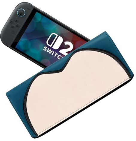 PALPOW PU Slim Tragetasche für Nintendo Switch 2 – Reisetasche für Gamer und Jugendliche, ideal für Roadtrips und Treffen – stoßfestes, süßes Case mit 5 Spielkartenhaltern - Blau