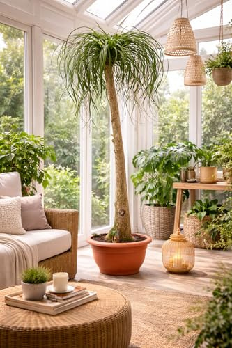 Elefantenfuß 160–200 cm (Beaucarnea recurvata) – Flaschenbaum Zimmerpflanze, pflegeleicht, langlebig, luftreinigend, ideal für Wohnzimmer & Büro, dekorative Wasserpalme in XL Größe