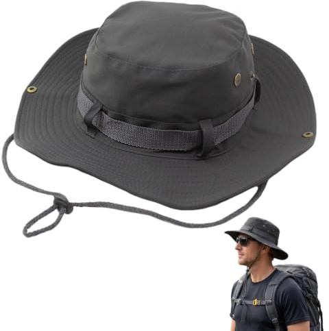 EYWILYWI Adjustable Buckle Safari Sun Hat for Men & Women – Wide Brim hat Men UPF 50 Protection, Foldable Jungle Style Boonie Hat for Fishing, Hiking & Outdoor Adventures