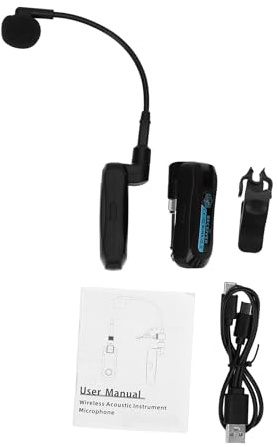 Domary Microfono per Sassofono Wireless Microfono per Strumento Pickup 2.4G Accoppiamento Automatico 48K 16 Bit HD Suono 12ms Bassa Latenza 15H Ricaricabile con Clip Reg