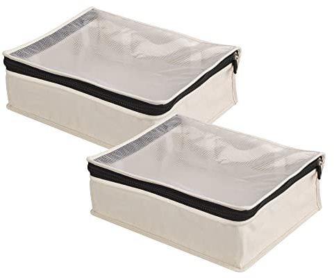 Household Essentials 3321-1 Cedarline Natural Cotton Canvas Zippered Sweater Bag | Storage Bag for Closets and Under the Bed | 2-Pack
