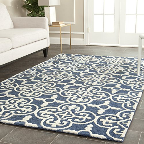 SAFAVIEH Cambridge Collection Area Rug - 6' x 9', Navy & Ivory, Handmade Moroccan Wool, Ideal for High Traffic Areas in Living Room, Bedroom (CAM133G)