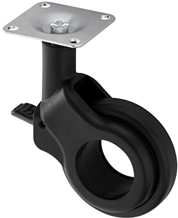 SOTECH Design Möbelrolle BONN schwarz mit Bremse (Feststeller), Ø 60 mm | belastbar bis 30 Kg, Höhe 92,5 mm Lenkrolle Transportrolle