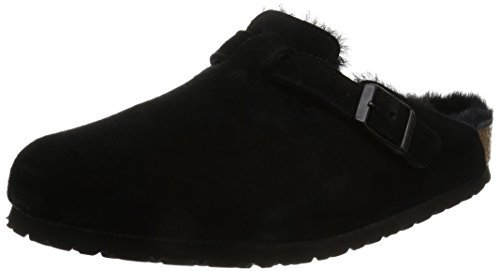 BIRKENSTOCK Classic Unisex Boston Lammfell Clogs, Schwarz (Schwarz), 42 EU Schmal