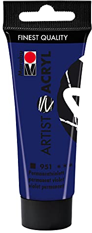 Marabu 12200055951 - Artist Acryl Permanentviolett 951, 22 ml, feine Acrylfarbe in Künstlerqualität, auf Wasserbasis, pastose Konsistenz, hoch pigmentiert, sehr gute Brillanz und Deckkraft