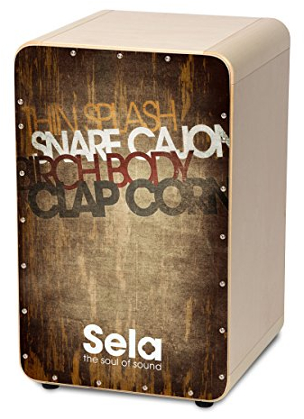 Sela SE 075 CaSela Snare Cajon Edelfurnier Spielfläche, spielfertig aufgebaut Vintage Braun