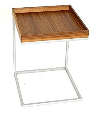 Jan Kurtz Beistelltisch Pizzo Höhe 52 cm Gestell lunasilber / Ablage Nussbaum