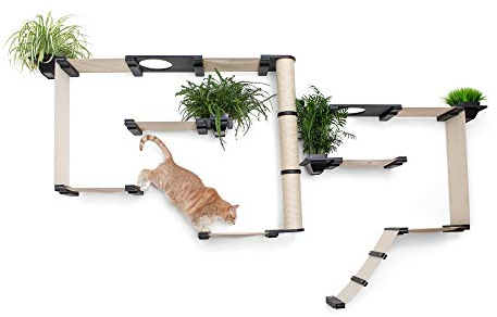 Catastrophic Creations Cat Condo, Garden-Like Cat Playground with Planter Shelves, Bamboo Construction, All Breed Sizes, English Chestnut Finish