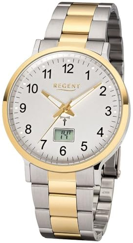 Regent Herren Analog Quarz Uhr mit Edelstahl Armband 11030136