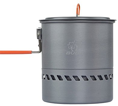 Tentock Wärmetauscher Alu Kochtopf 2-3 Personen, 1,5 L / 2.4 L Outdoor Kochgeschirr mit Faltbarer Griff und Aufbewahrungstasche für Picknick Reisen Camping, Schnelles Sieden(1.5L)