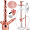 DILAW® Rubin Shisha Edelstahl Copper Black V2A 75cm Hookah Medium | Wasserpfeife Kaminkopf Komplettset Molassefänger mit 3 Anschlüssen Kopfadapter Silikonschlauch Alumundstück Tabakkopf Kaminaufsatz