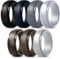 MOKANI Silicone Ring for Men, 7-Pack Step Edge Sleek Design Rubber Wedding Bands, Comfortable Fit Skin Safe Affordable, Assorted Size