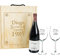 Calledelregalo Kit Personalizado: Caja de Madera + 2 Copas de Vino + Botella de Vino/Todo Personalizado