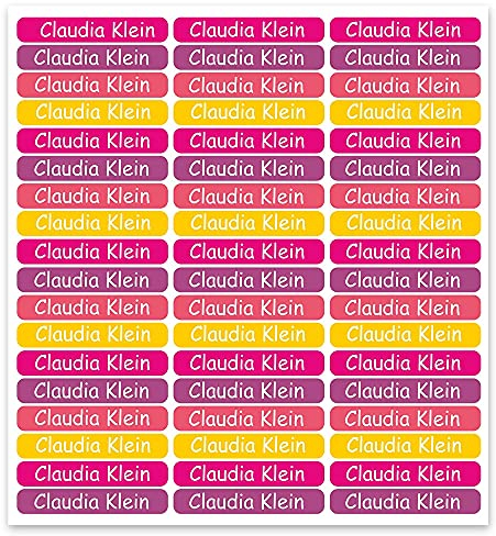 INDIGOS UG - Namensaufkleber Kinder Schule - 270 Namensschilder selbstklebend Mini - pink - 40x6mm - Aufkleber selbst gestalten - personalisiert mit Wunschtext - für Kindergarten, Sport