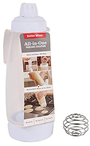 Manual Batter Dispenser Dough Dispenser Batter Mixing Bottle with Stainless Steel Stirring Ball Batter Shaker Bottle Pastry Baking Tools with Label Dispenser Measurement for Cupcakes Muffins Waffles