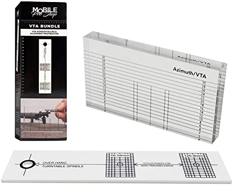 Mobile Pro Shop Turntable Azimuth Cartridge Alignment Protractor Set- Vinyl Record Player VTA Azimuth Ruler + Turntable Phono Cartridge Stylus Alignment Protractor