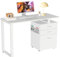 BAKAJI Bureau avec Commode 3 tiroirs Table de Travail Porte Ordinateur en Bois avec Structure en Acier, Design Moderne, 120 x 50 x 75 cm, décoration Maison, Bureau, Chambre (Blanc)