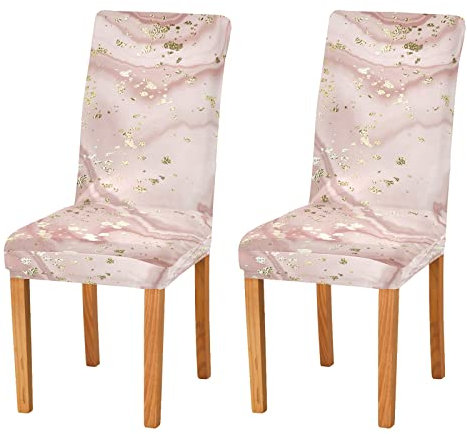 xigua 4PCS Chair Cover Rose Gold Marble Ripple Dining Chair Slipcovers Stretch Table Seat Protector Covering for Home Hotel Room Wedding Party Restaurant