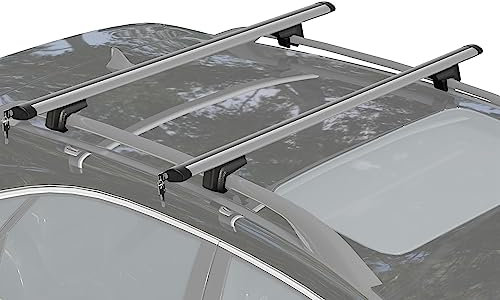 HOMCOM Barras de Techo Universales para Vehículos de Aluminio Bacas Portaequipajes Coche Automóvil Baca para Coche Universales con Cerradura Carga 75 kg 123,5 cm Plata