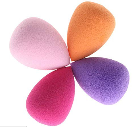 U-K 4 x Powder Puff Soft Powder Puff Pads Maquillage Éponge Blender Foundation Fond de Teint, Rose, Violet, Caoutchouc, Ovale, Pour Fond de Teint, Blush, Yeux, Poudre