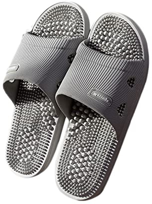 ZMYDZ Massieren Herren Womens Hausschuhe, Sandalen Plantar Fasciitis Acupressur Fußbad Massagegerät, Akupressur Reflexzonenmassage Hausschuhe Indoor Paar Massage Ha(Size:EUR 39-40,Color:Grau)