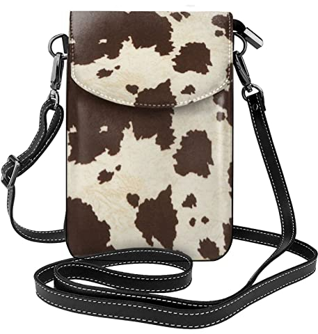 AABSTBFM Damen-Umhängetasche, Cartoon-Motiv, niedlicher Waschbär-Druck, PU-Leder, Handy-Tasche, Kuhfell-Aufdruck, Einheitsgröße