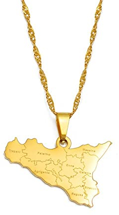 Halskette Mit Anhänger Mit Anhänger Aus Italien, Sizilien, Land, Städte, Name, Aufdruck, Patriotischer, Zierlicher Schmuck, Italienischer Ethno-Stil, Hip-Hop, Damen Herren, Unisex-Geschenke, G