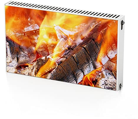 Coloray Magnetic Radiator Cover Magnet Self-Adhesive 100x60 cm 39.4x23.6 inches Protection - Wood in the fireplace