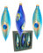 Krebs Glas Lauscha - Weihnachtsdekoration/Christbaumschmuck aus Glas - Weihnachtsanhänger - Form: Olivenform - Farbe: Blau matt - Menge: 3 Stück - Motiv: Pfau - Größe: 15 cm