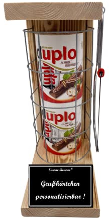 Personalisierte Geschenke für Männer Frauen Geschenkidee - Eiserne Reserve Gitterkäfig duplo Riegel Schokolade (20 x 18,2 g) incl. Notsäge - Papa Mama Geburtstag Hochzeit