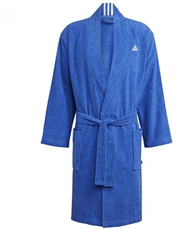 adidas Unisex Cotton Bathrobe, Semi Lucid Blue, M