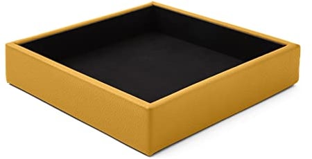 Eglooh - Atena - Taschenleerer aus echtem Leder Gelb - Schreibtisch-Organizer mit modernem Design - Ablagefach für Schlüssel, Münzen, Schmuck - cm 16,5 x 16,5 - Made in Italy