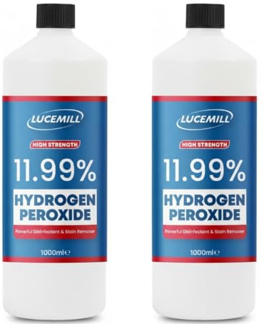 Lucemill Hydrogen Peroxide 11.99% Food Grade I 2 x 1 Litre I Liquid Hydrogen Peroxide Food Grade I Unstabilised I Eco Friendly I Additive Free