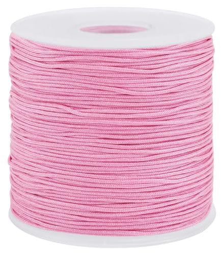 Uiopa Nylon Cord, 0.7mm x 131 Yards Nylon String for Bracelet Making, Beading Thread Bracelet Cord for Necklace, Jewellery Making, Macrame, DIY Crafts, Bright Pink