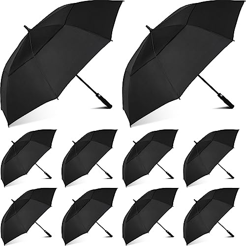 Jexine 10 Pcs 62 Inch Large Automatic Open Golf Umbrella, Black