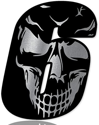 SkinoEu Startnummer Nummern Auto Moto Vinyl Aufkleber Schädel Totenkopf Schwarz Silber Sticker Motorrad Motocross Motorsport Racing Nummer Tuning 6 N 256