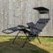 Samuel ALEXANDER Multi Position Garden Gravity Relaxer Chair Sun Lounger with Sun Canopy in Black