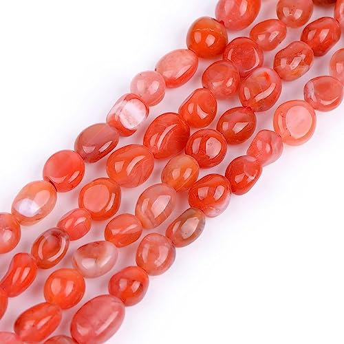 HAAMIIQII 45pcs 5-8mm Natürliche Rote Achat Stein Perlen Unregelmäßige Freeform Tumbled Lose Edelstein Perlen für Schmuck Herstellung DIY Armbänder Halsketten Ohrringe