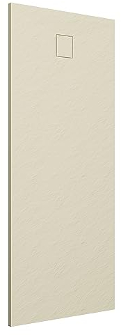 Piatto Doccia 80x160 cm Avorio Effetto Pietra Rettangolare in SMC Riducibile Samos