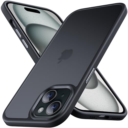 Anqrp Zero Seriesr für iPhone 15 Hülle, Minimalistische Transluzente Matte Schutzhülle, Military Stoßfest Handyhülle für iPhone 15 mit Silikon 6,1 Zoll, Schwarz