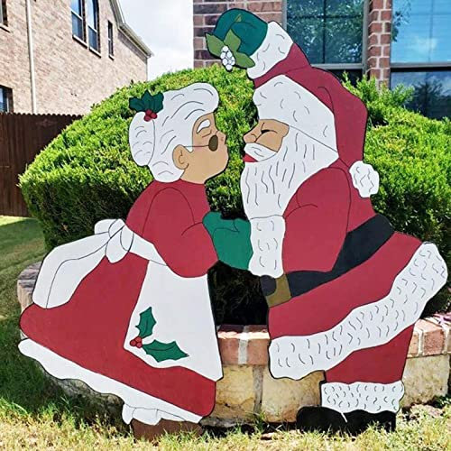 Signes de Jardin de Noël avec Enjeux, Père Noël Elk Bonhomme de Neige Mamie Noël Panneau pour Jardin Patio Plante Pelouse Rue Décor, Signes de Jardin Décorations de Vacances de Noël en Plein Air